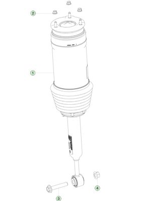 Achterste adaptieve luchtveermodule rechterhand 1027067-00-D Aluminium