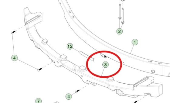 BUMPER BEAM SCHUIM VOOR TESLA MODEL 3 (2023+) 1741046-00-F